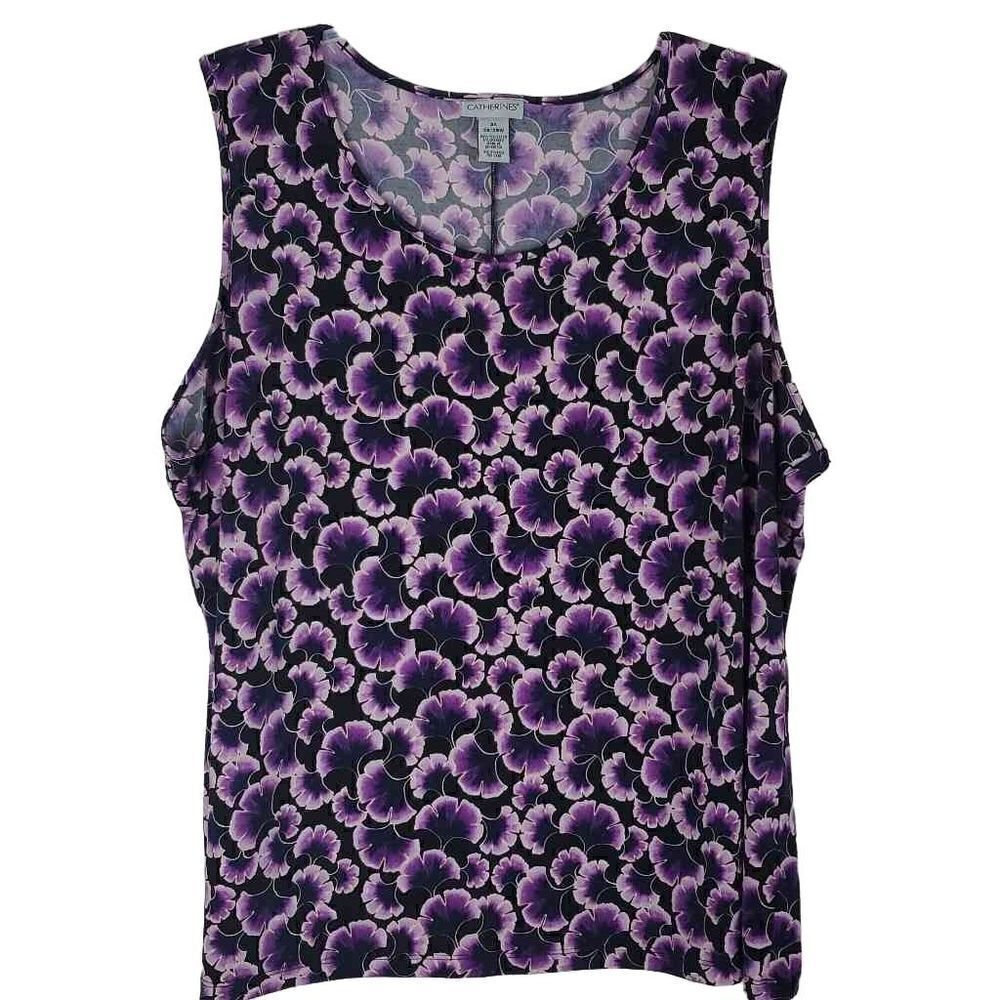 Catherine's Sleeveless Purple Floral Top Size 3xl